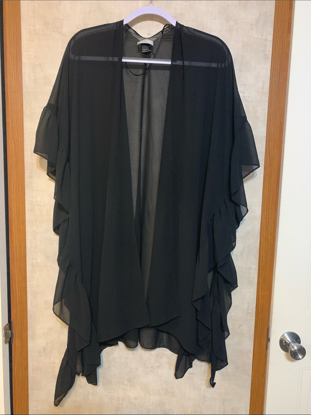David and Young Black Sheer Ruffle-Trim cover up